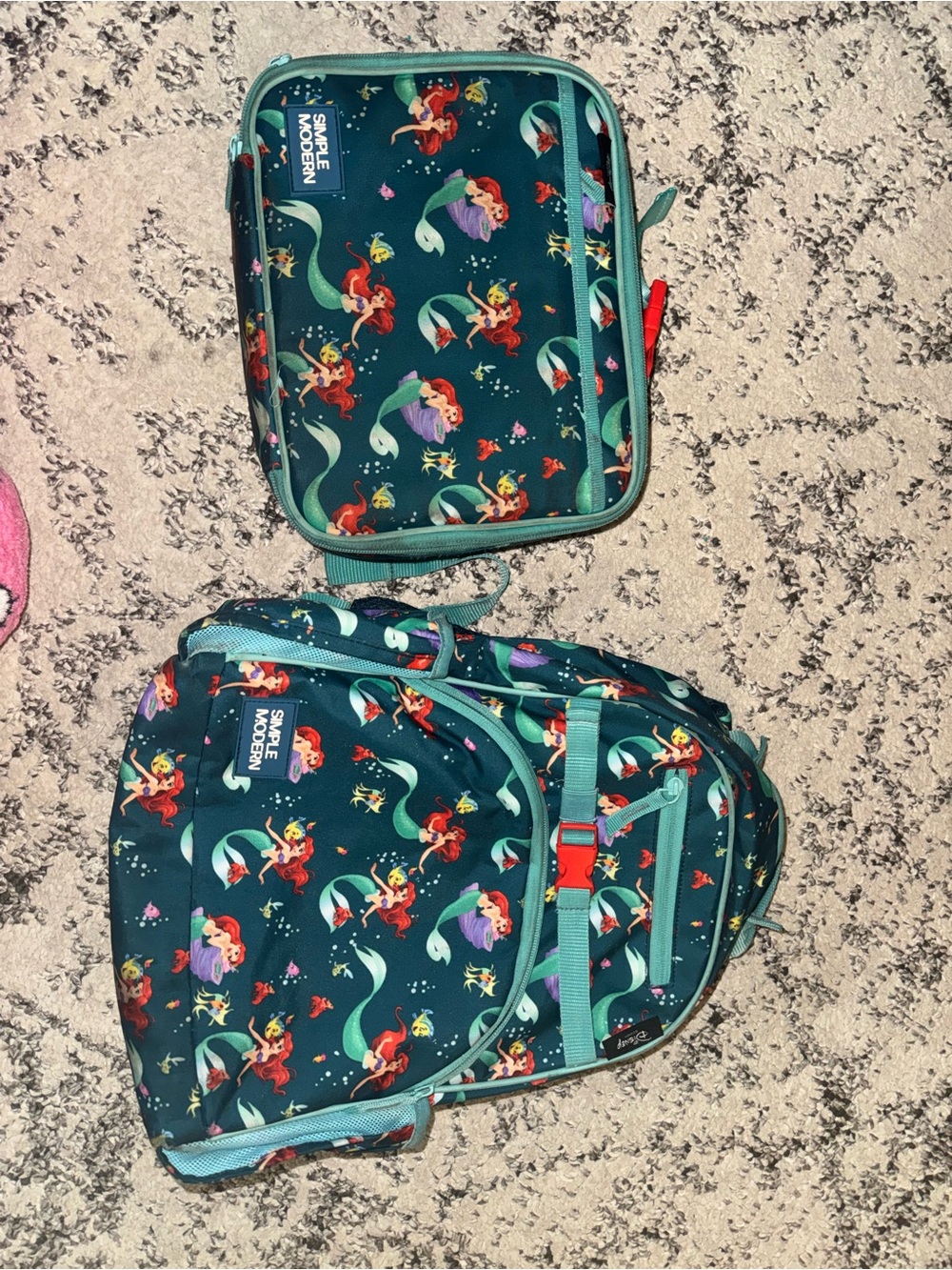 Teal Kids' little mermaid backpack & lunch bag set